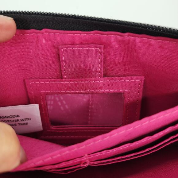 Lily Bloom Clutch Floral Black Pink Flower Zip Around Wallet Accordion Organizer - Picture 8 of 15